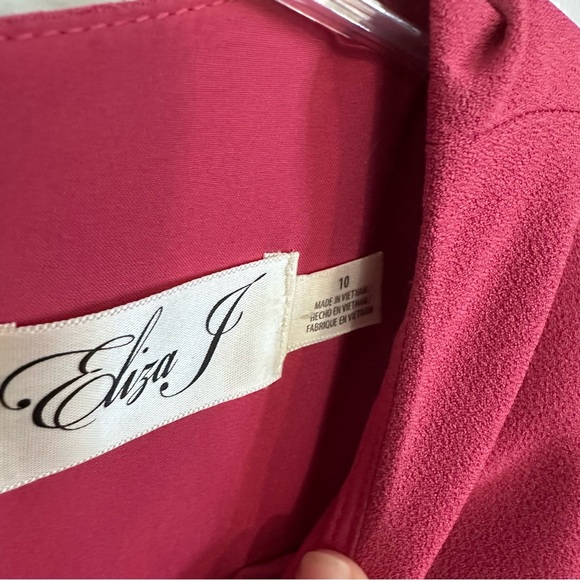 Eliza J Belted Solid Pink A-Line Split Sleeve Knee-Length Dress Size 10 - Picture 5 of 9